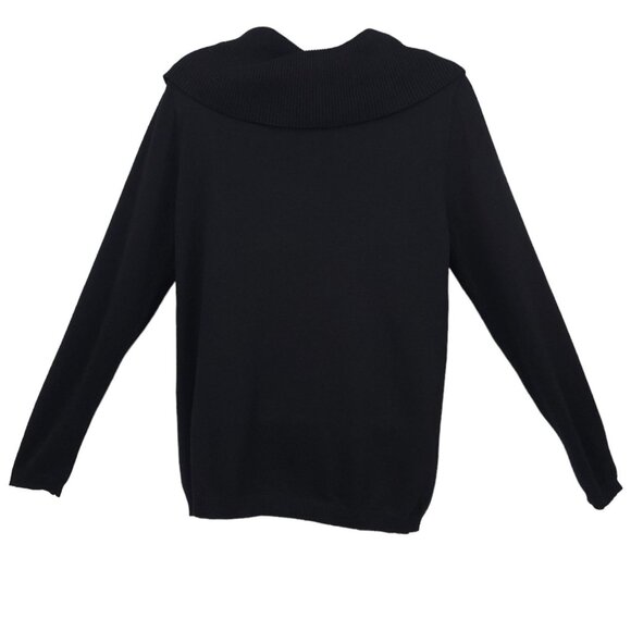 Chicos Pullover Sweater Womens Size 1 US 8 Cowl Neck Top Long Sleeve Black - Picture 2 of 12